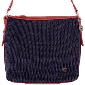 THE SAK Navy Blue w/ Red trim and silver accent, knit, shoulder bag.